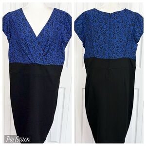 Torrid Royal Blue & Black Animal Print High Waist Pencil Sheath Dress 1X